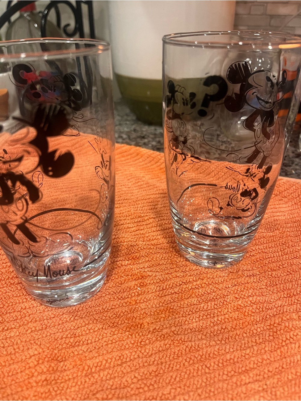 Mickey Mouse Black Print Glasses - Set of 2 16oz.